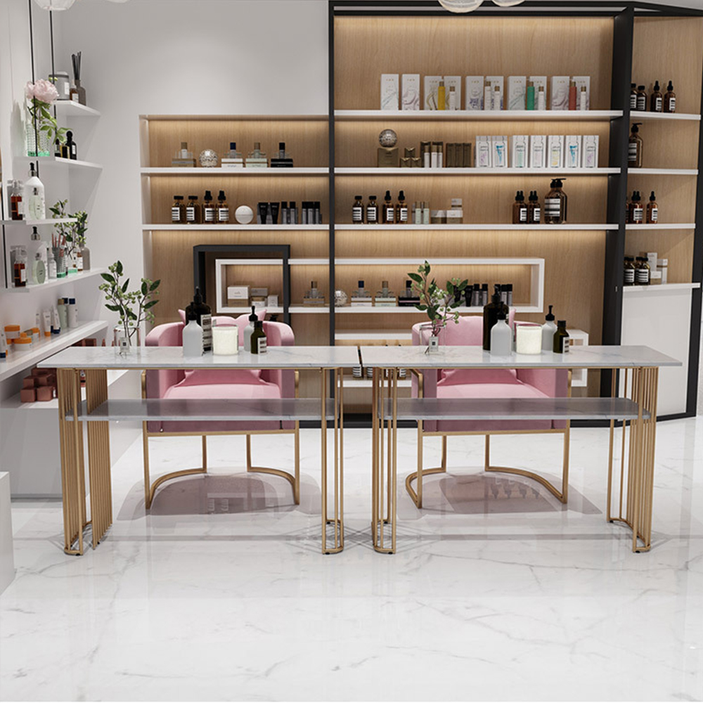 Table de manucure rose de luxe moderne, station de bureau Nail Tech - Kangmei