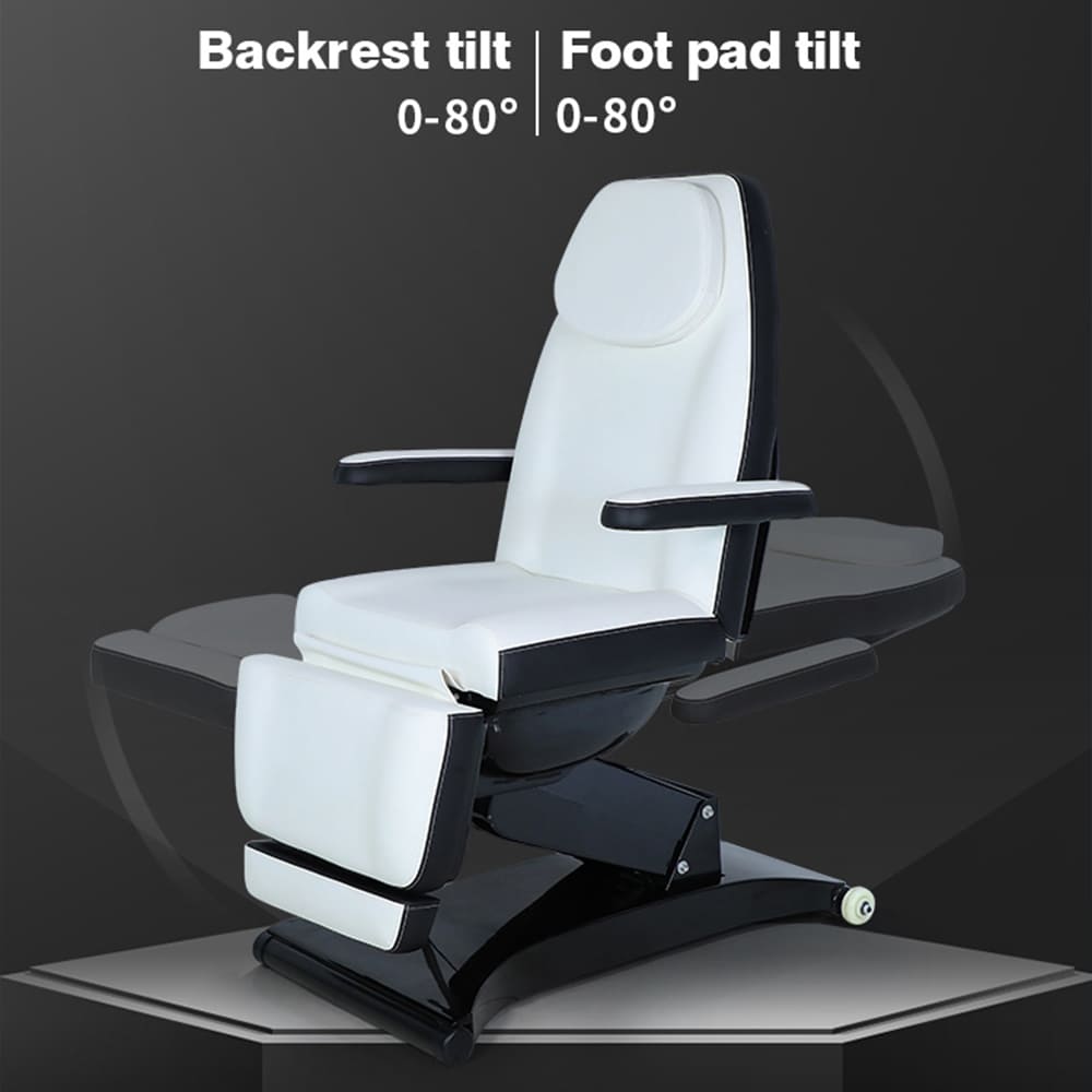 Table d'esthéticienne électrique blanche et noire, lit de beauté, chaise faciale 