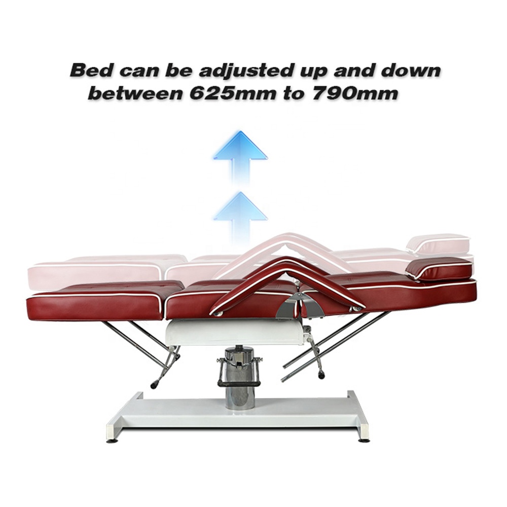 Chaise de tatouage de table de massage hydraulique de lit de cirage réglable rouge