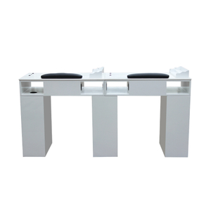 Table de manucure double en bois, bureau Nail Tech avec tiroirs - Kangmei