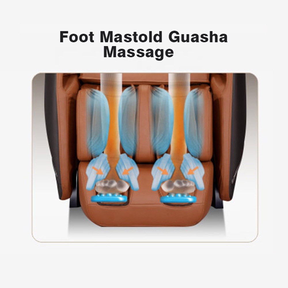Fauteuil de massage Shiatsu à gravité zéro moderne en cuir marron pour tout le corps