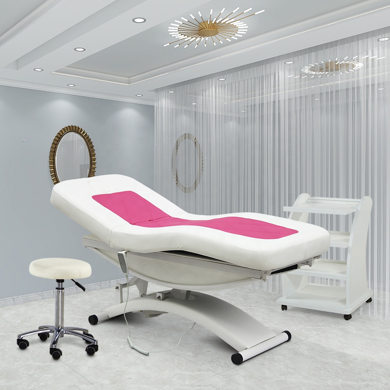 Table de massage électrique réglable en hauteur, lit de Spa rose pour Salon