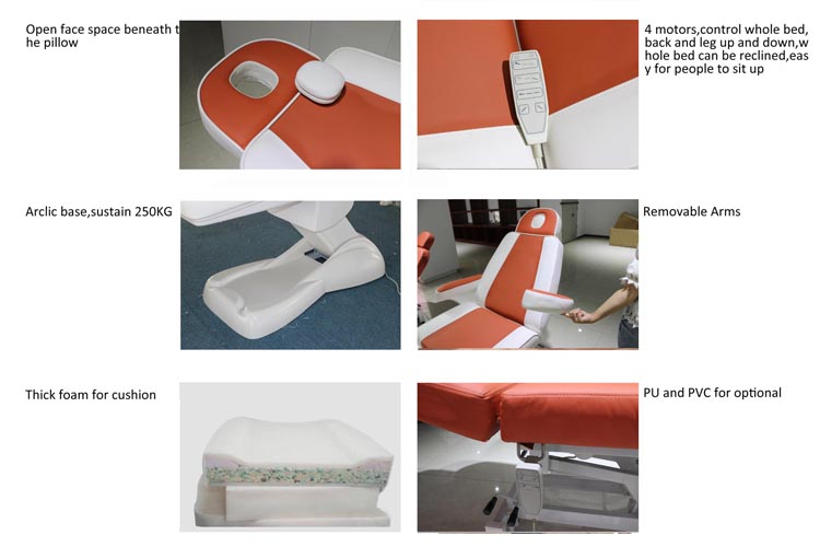 Lit facial de table de massage de cils d'inclinaison réglable électrique de luxe à vendre