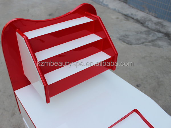 KANGZHIMEI table de manucure rouge bureau à ongles avec dépoussiéreur N049-1