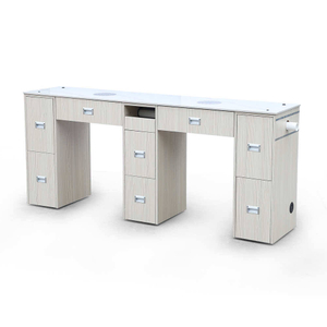 Station de bureau à ongles double table de manucure en marbre avec ventilateur - Kangmei