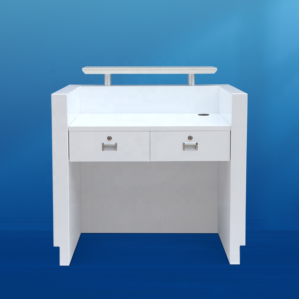 Kanmgei pas cher prix moderne Salon de beauté meubles en bois haute brillance blanc petite réception comptoir Table